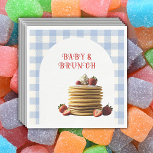 Baby & Brunch Blue Strawberry Pancakes Baby Shower Napkins