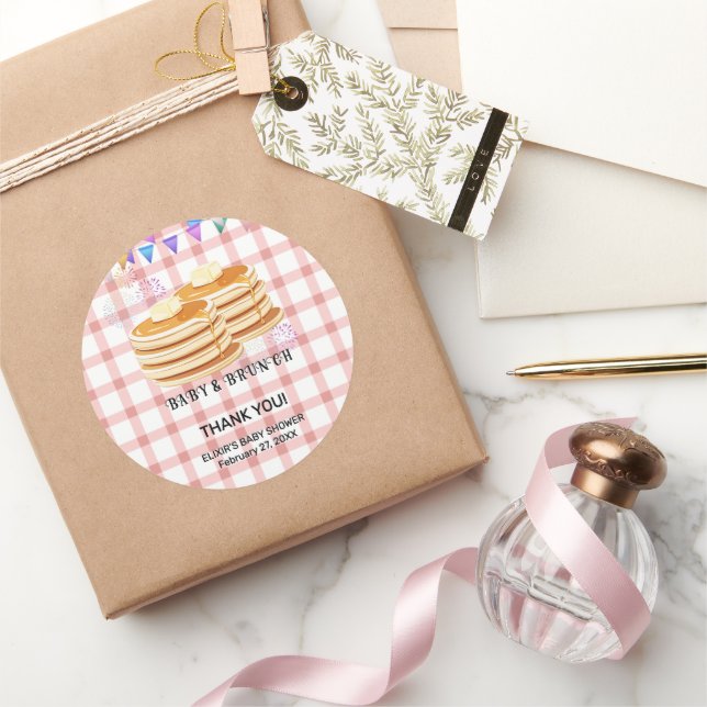 Baby & Brunch Festive Souffle Baby Shower Classic Round Sticker (Gifting)