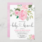 Baby brunch girl shower pink floral watercolors