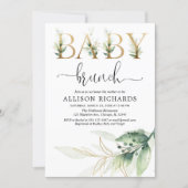 Baby brunch greenery gender neutral baby shower invitation (Front)