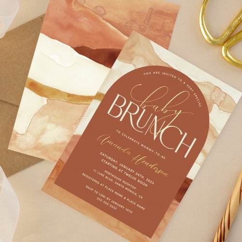 Baby Brunch Neutral Tone Foil Invitation