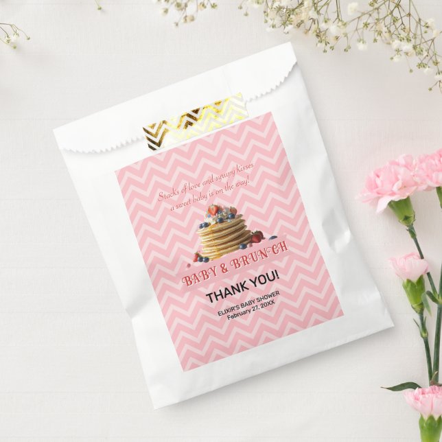 Baby & Brunch Pink Strawberry Pancakes Baby Shower Favor Bag (Sealed)