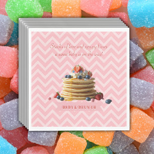 Baby & Brunch Pink Strawberry Pancakes Baby Shower Napkins