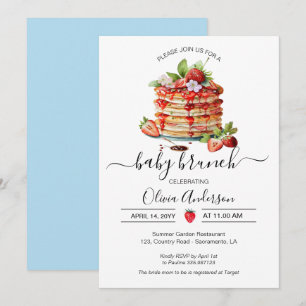 Baby Brunch Shower pancake blue Invitation