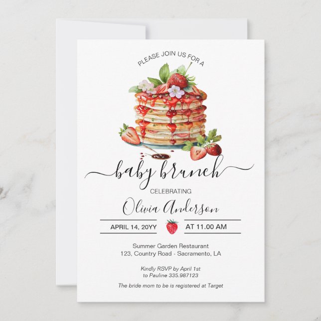 Baby Brunch Shower pancake Invitation (Front)