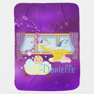 Baby Bubble Bath Purple Moon & Stars Blanket