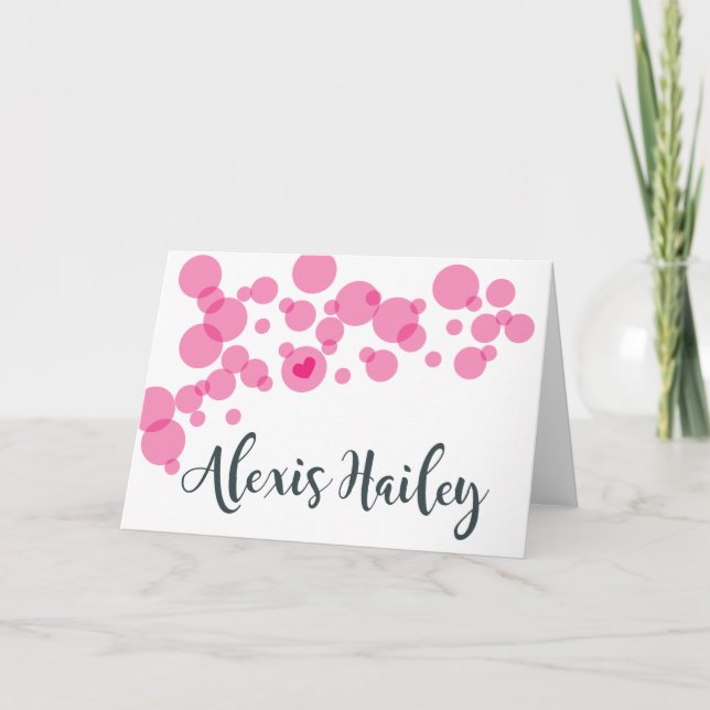 Baby Bubbles Thank You Pink Note Card (Front)