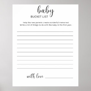 Baby bucket list poster