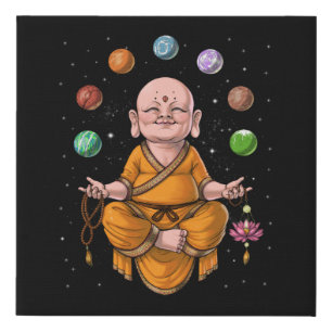 Baby Buddha Meditation Faux Canvas Print