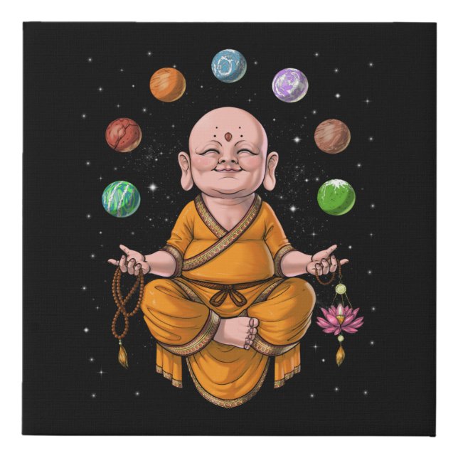 Baby Buddha Meditation Faux Canvas Print (Front)