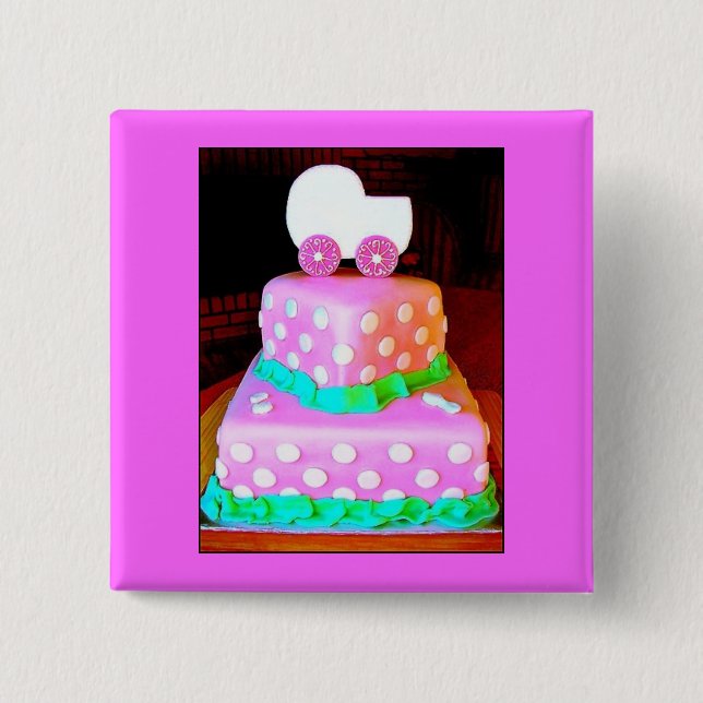Baby Buggy Cake - Girl Button (Front)