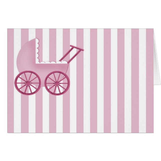 Baby Buggy Card (Pink) (Front Horizontal)