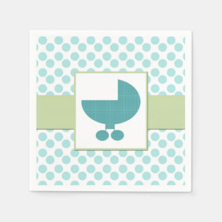Baby Buggy Turquoise Baby Shower Paper Napkins