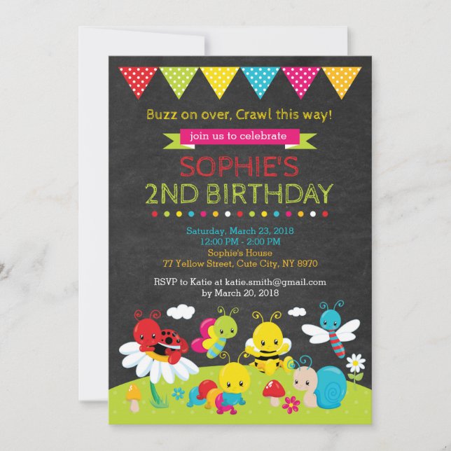 Baby Bugs Birthday Invitation (Front)