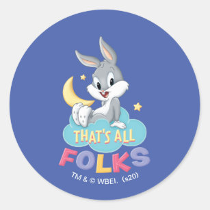 Baby Bugs Bunny   That's All Folks Classic Round Sticker