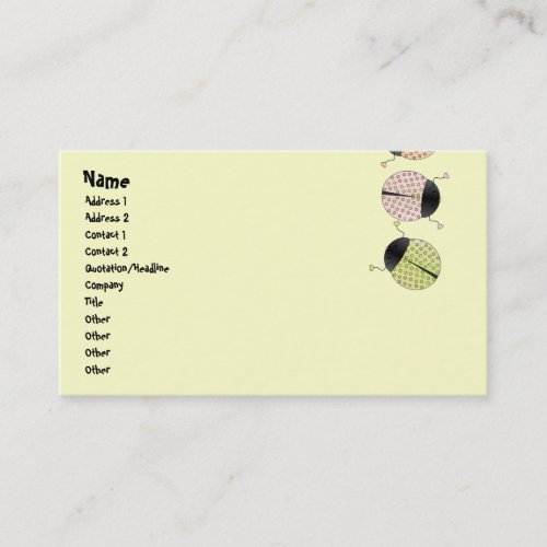 Baby Bugs. Business Card Template