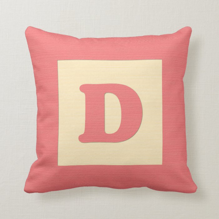 Baby building block throw pIllow letter D (red)