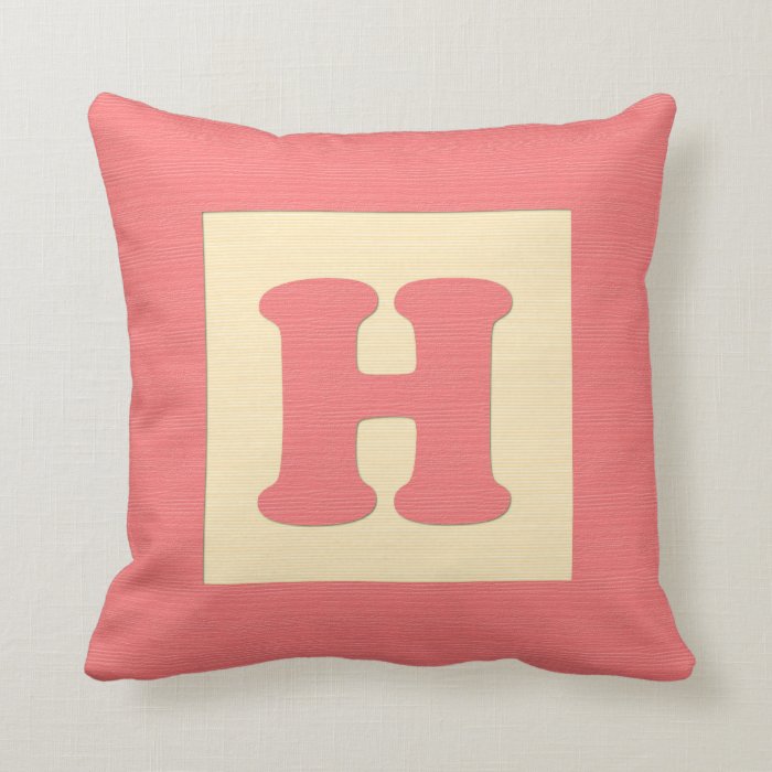 Baby building block throw pIllow letter H (red)