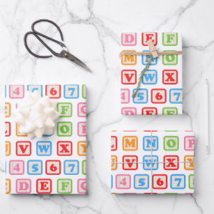 Colorful building blocks wrapping paper