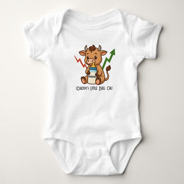 Baby Bull Calf Dividends Cute Trader Baby Bodysuit (Front)