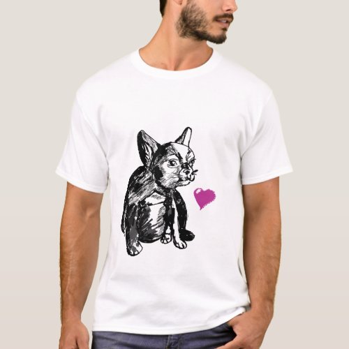 Baby  Bulldog Dog Heart Mens Basic T_Shirt White T_Shirt