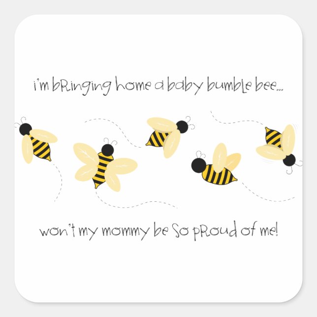 Baby Bumble Bee Square Sticker (Front)