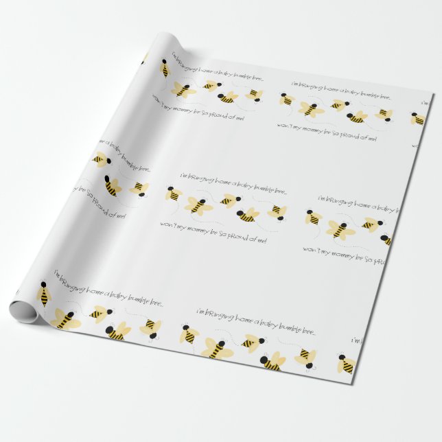Baby Bumble Bee Wrapping Paper (Unrolled)