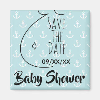 Baby Bump Anchors Aqua Baby Shower Save The Date Magnet
