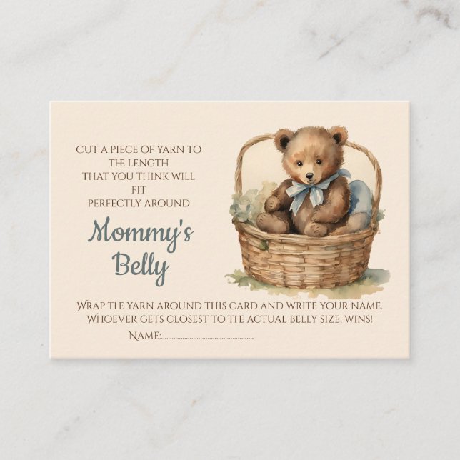 Baby Bump Baby Shower Game Guess Belly Size  Enclosure Card (Front)