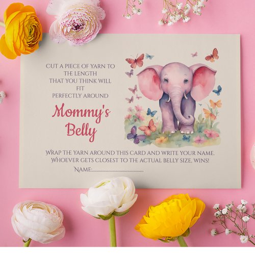 Baby Bump Baby Shower Game Guess Moms Belly Size Enclosure Card