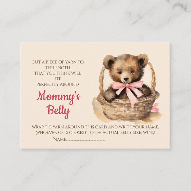 Baby Bump Game Guess Mom's Belly Size Enclosure Card (Front)