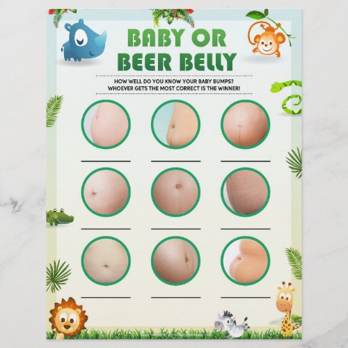 Baby Bump Or Beer Belly Animal Theme Letterhead