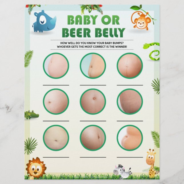 Baby Bump Or Beer Belly [Animal Theme] Letterhead (Front)