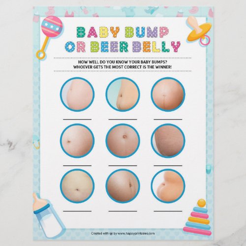 Baby Bump Or Beer Belly Baby Basics Blue Letterhead