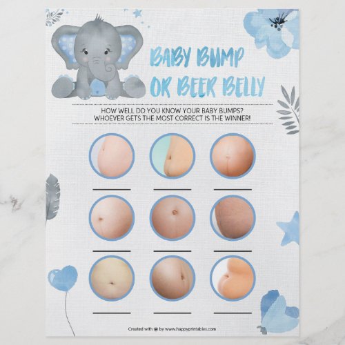 Baby Bump Or Beer Belly Baby Elephant Blue Letterhead