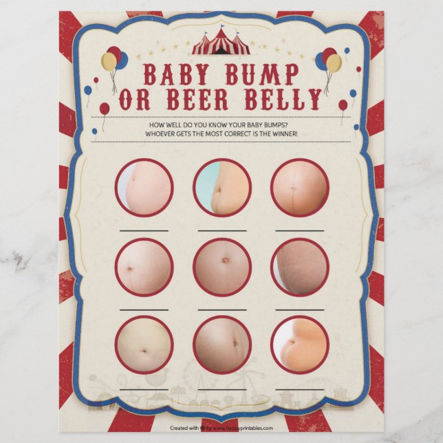 Baby Bump Or Beer Belly [Circus Theme] Letterhead (Front)