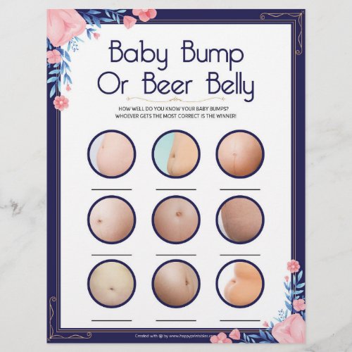 Baby Bump Or Beer Belly Floral Frame Letterhead