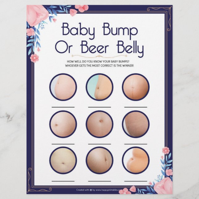 Baby Bump Or Beer Belly [Floral Frame] Letterhead (Front)