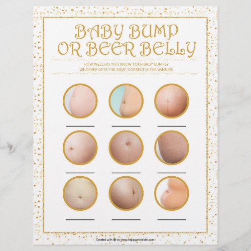 Baby Bump Or Beer Belly Golden Sparkles Letterhead