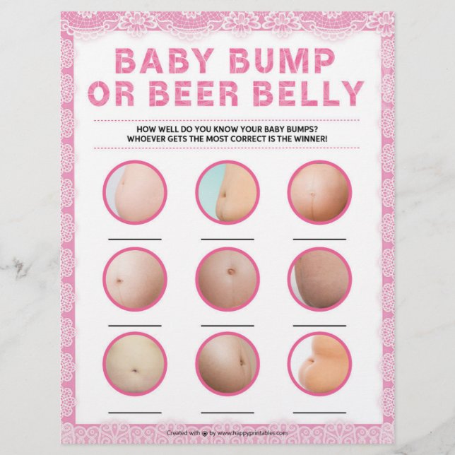 Baby Bump Or Beer Belly [Luxury Lace [Pink]] Letterhead (Front)