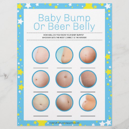 Baby Bump Or Beer Belly Starry Night Blue Letterhead
