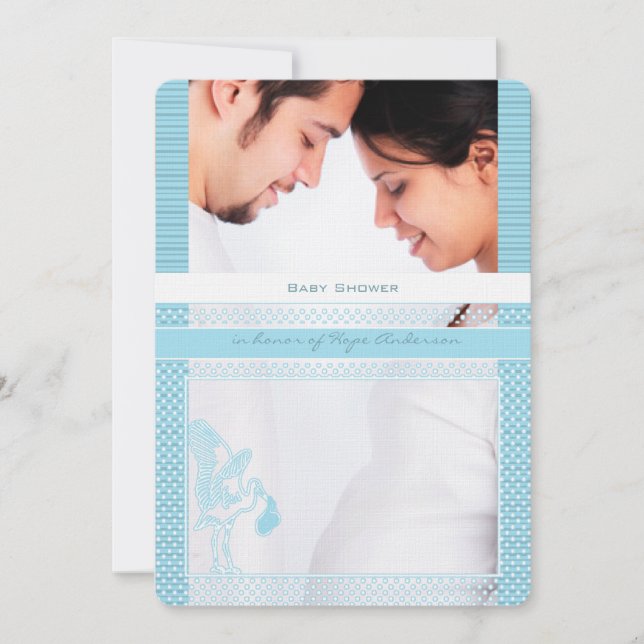 Baby Bump Photo Baby Boy Shower  Invitation (Front)