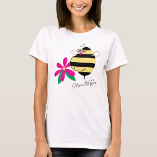 Baby Bump Pink Floral Mom to Bee with Glasses T-Shirt