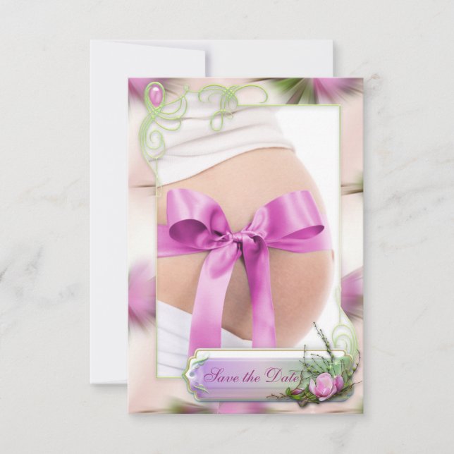 Baby Bump & Pink Magnolia Save the Date (Front)
