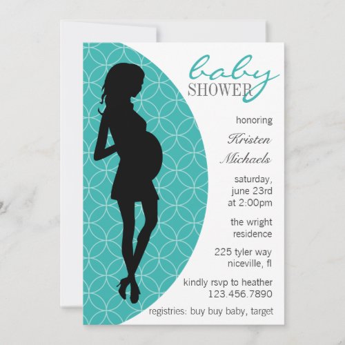 Baby Bump Silhouette Invite [Teal]