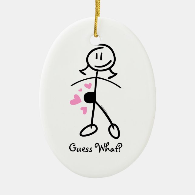 Baby Bump Stick Mom Personalized Ornament (Front)