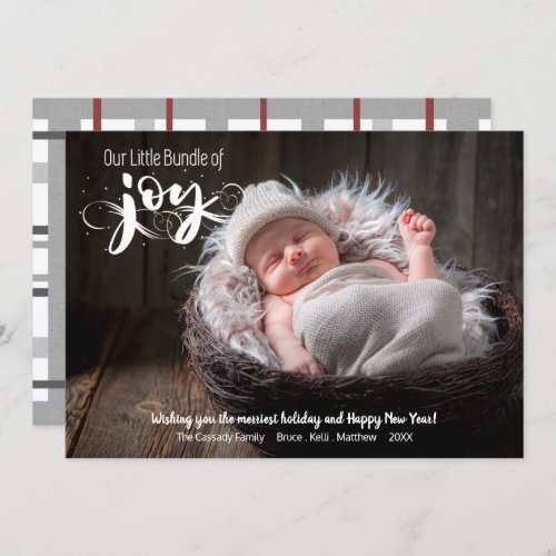 Baby Bundle of Joy Script Photo Holiday Card