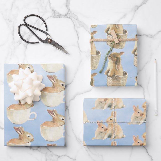 Baby Bunnies Play Time Wrapping Paper Sheets (Front)