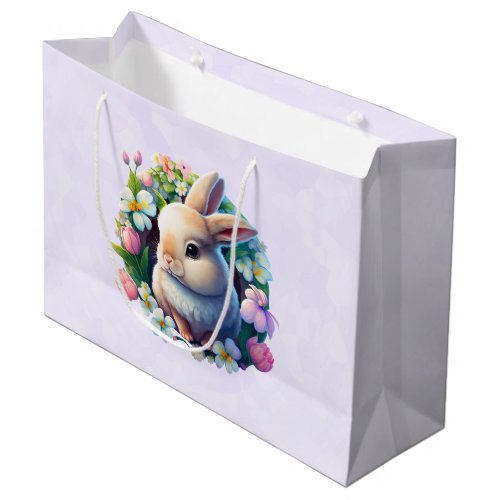 Baby Bunny among Colorful Spring Flowers Large Gift Bag