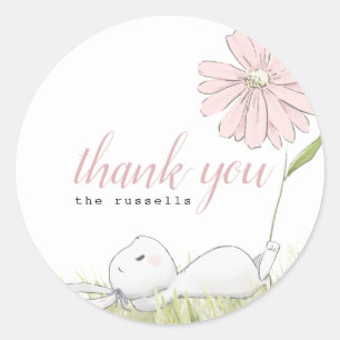 baby bunny baby shower classic round sticker